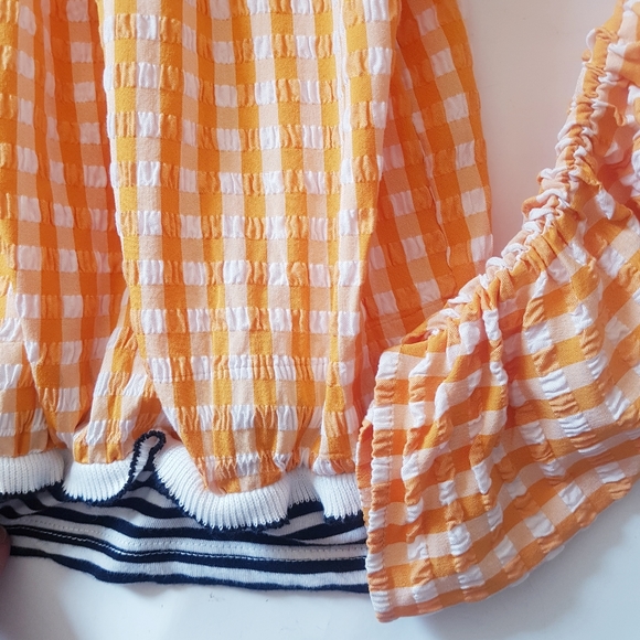 ZARA Orange Gingham Cropped Top - Picture 5 of 8